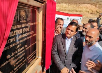 Agriculture Minister Visits Kulangam Kupwara, lays foundation stone of administrative, Lab blocks of Centre for Excellence on walnut Research